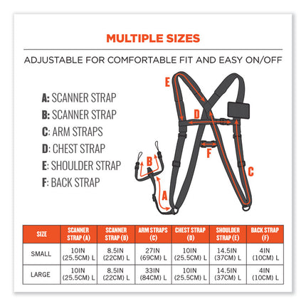 Squids 3138 Padded Barcode Scanner Lanyard Harness, 33" Arm Strap s,18.5" Lanyard ,Black/Orange/Gray
