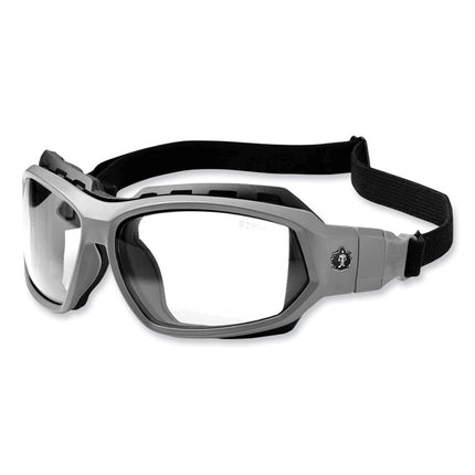 Skullerz Loki Safety Glasses/Goggles, Matte Gray Nylon Impact Frame, Anti-Fog Clear Polycarb Lens