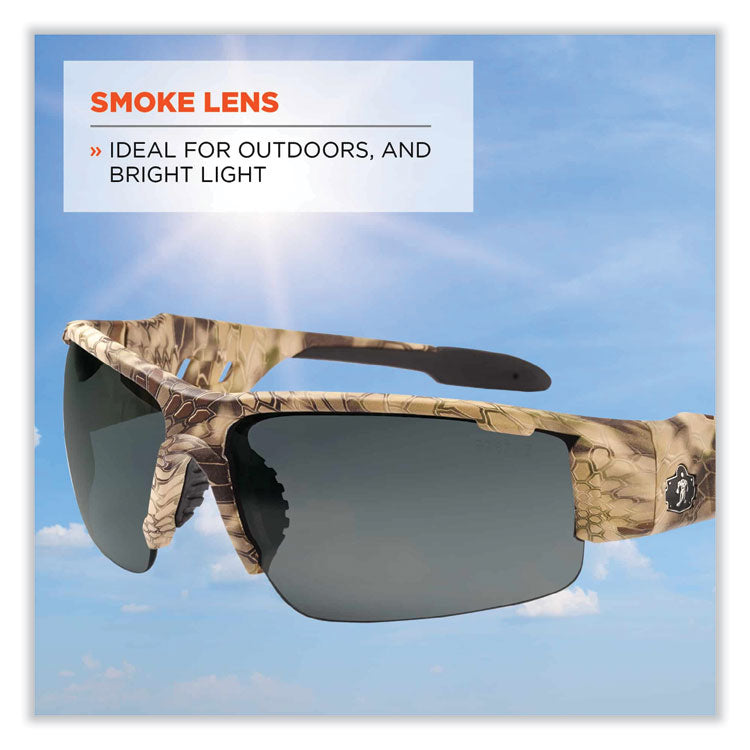 Skullerz Dagr Safety Glasses, Kryptek Highlander Nylon Impact Frame, Smoke Polycarbonate Lens