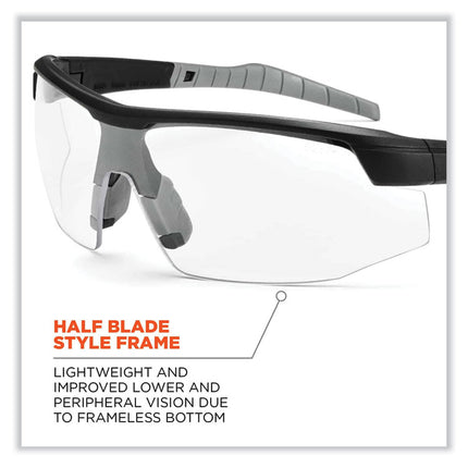 Skullerz Skoll Safety Glasses, Matte Black Nylon Impact Frame, Anti-Fog Clear Polycarbonate Lens