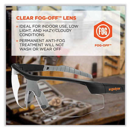 Skullerz Skoll Safety Glasses, Matte Black Nylon Impact Frame, Anti-Fog Clear Polycarbonate Lens