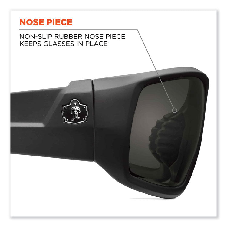 Skullerz Odin Safety Glasses, Matte Black Nylon Impact Frame, Anti-Fog Smoke Polycarbonate Lens