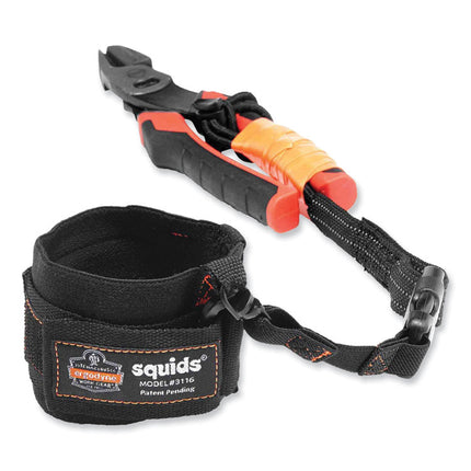 Squids 3116 Pull-On Wrist Lanyard with Buckle, 3 lb Max Working Capacity, 7.5" Long, Black