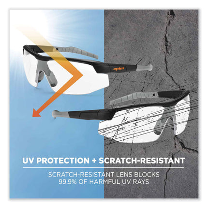 Skullerz Skoll Safety Glasses, Matte Black Nylon Impact Frame, Anti-Fog Clear Polycarbonate Lens