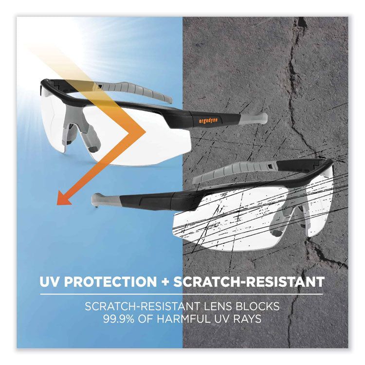 Skullerz Skoll Safety Glasses, Matte Black Nylon Impact Frame, Anti-Fog Clear Polycarbonate Lens