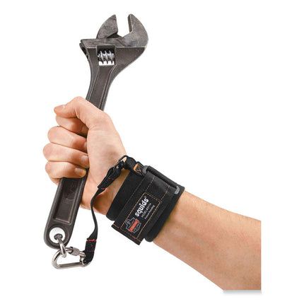 Squids 3114 Pull-On Wrist Lanyard with Stainless Steel Carabiner, 3lb Max Working Capacity, 7.5" Long, Black