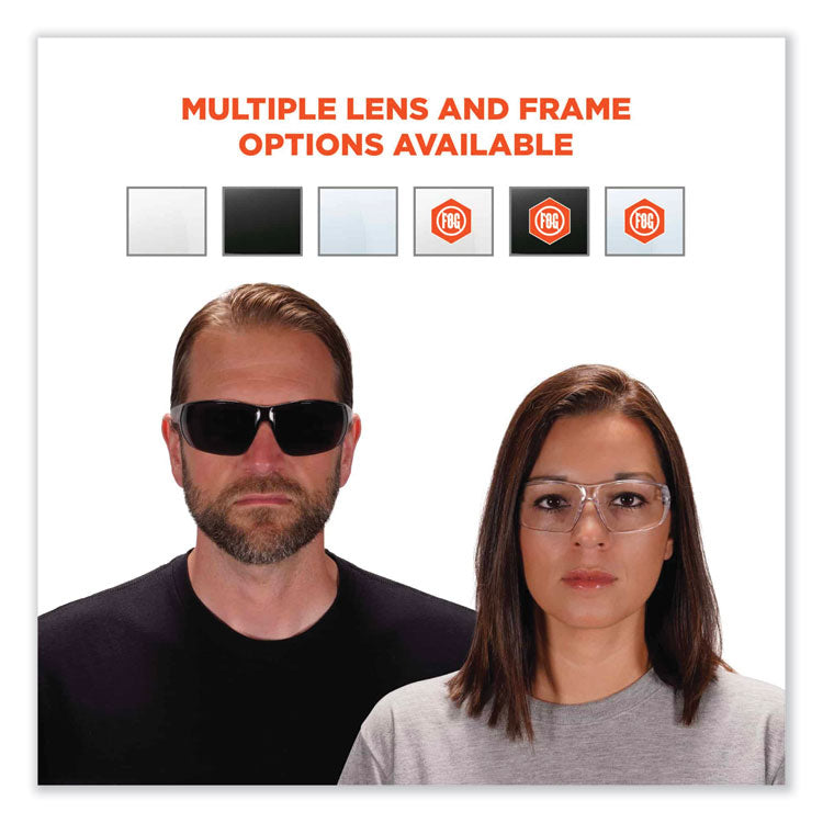 Skullerz Vali Frameless Safety Glasses, Black Nylon Impact Frame, Anti-Fog Smoke, Polycarbonate Lens