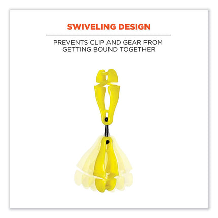 Squids 3420 Dual Clip Swivel Glove Clip Holder, 1 x 0.6 x 5.5, Acetal Copolymer, Lime, 100/Pack