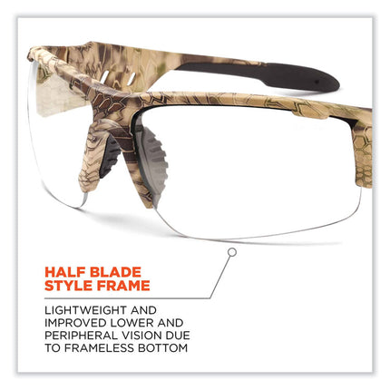 Skullerz Dagr Safety Glasses, Kryptek Highlander Nylon Impact Frame, Anti-Fog Clear