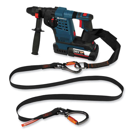 Squids 3139 Tool Lanyard with 2 Locking Swivel Carabiners, 40 lb Max Working Capacity, 76" Long, Black/Orange
