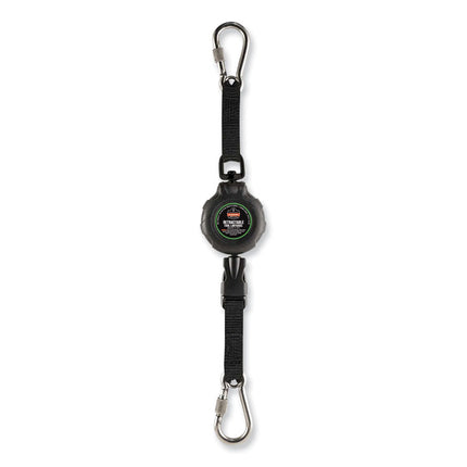 Squids 3000 Retractable Tool Lanyard with Carabiner Anchor, 1 lb Working Capacity, 48" Long, Black