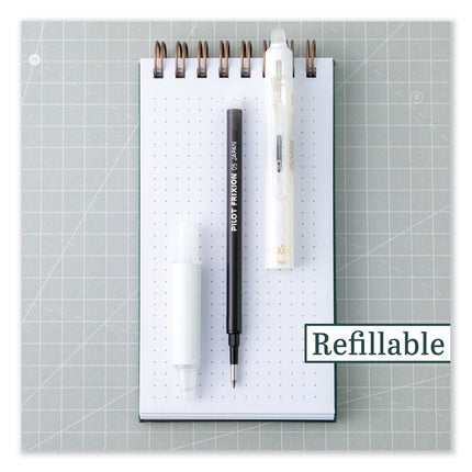 FriXion Ball Clicker Erasable Gel Pen, Retractable, Extra-Fine 0.5 mm, Black Ink, White Barrel, Dozen