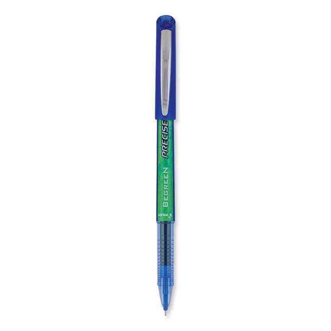 Precise V5 BeGreen Rollerball Pen, Stick, Extra-Fine 0.5 mm, Blue Ink, Blue Barrel, Dozen
