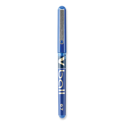 VBall Liquid Ink Rollerball Pen, Stick, Fine 0.7 mm, Blue Ink, Blue/Clear Barrel, Dozen