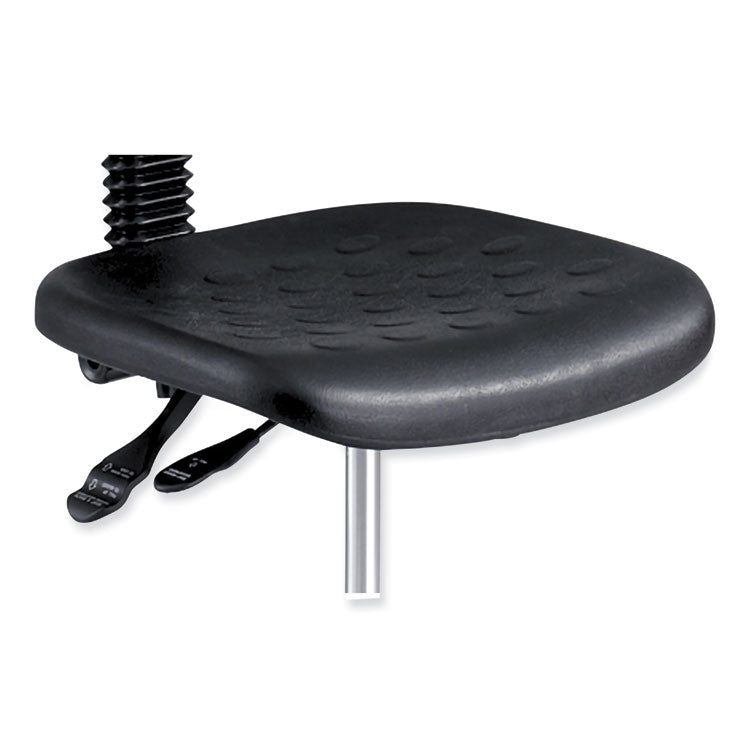 Soft Tough Deluxe Workbench Chair, Supports Up to 250 lb, 22" to 32" Seat Height, Black Seat, Black/Silver Base