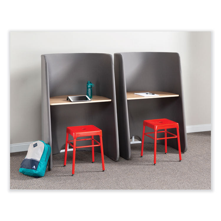 Steel GuestBistro Stool, Backless, Supports Up to 250 lb, 18" Seat Height, Red Seat, Red Base