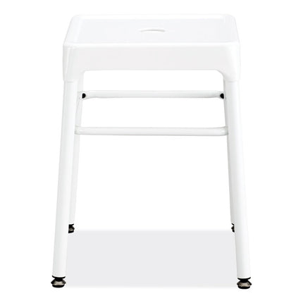 Steel GuestBistro Stool, Backless, Supports Up to 250 lb, 18" Seat Height, White Seat, White Base
