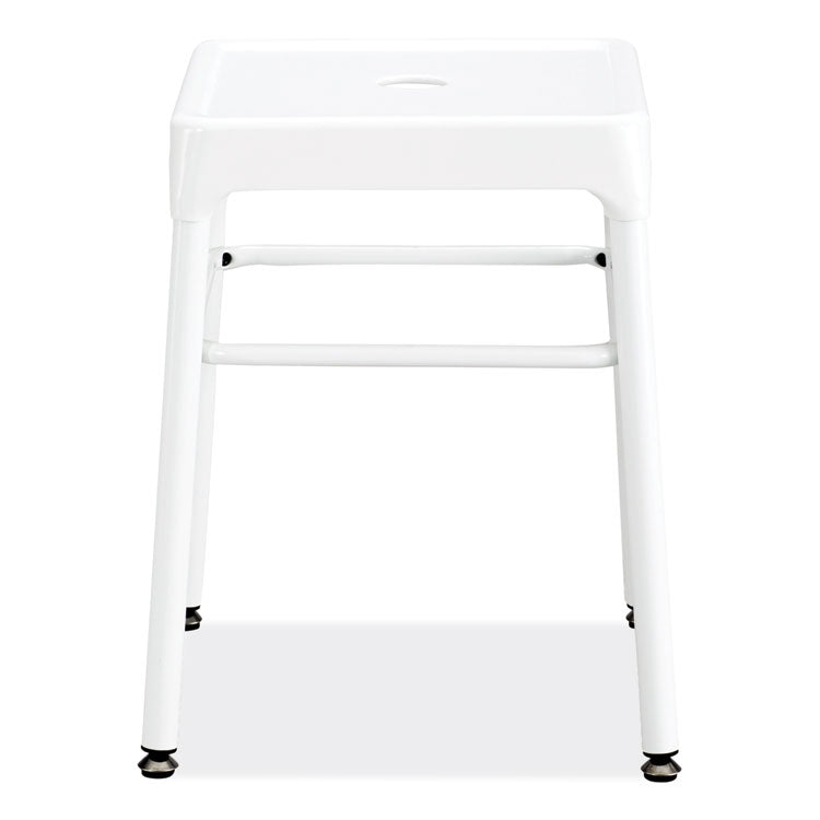 Steel GuestBistro Stool, Backless, Supports Up to 250 lb, 18" Seat Height, White Seat, White Base