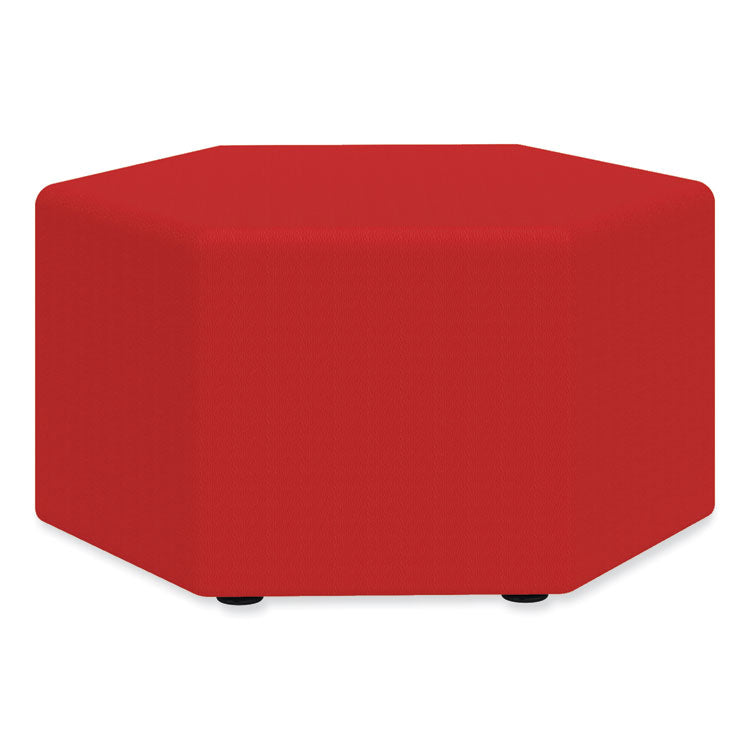 Learn 30" Hexagon Vinyl Ottoman, 30" x 30" x 18", Red