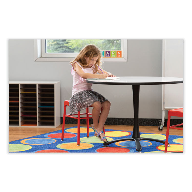 Steel GuestBistro Stool, Backless, Supports Up to 250 lb, 18" Seat Height, Red Seat, Red Base