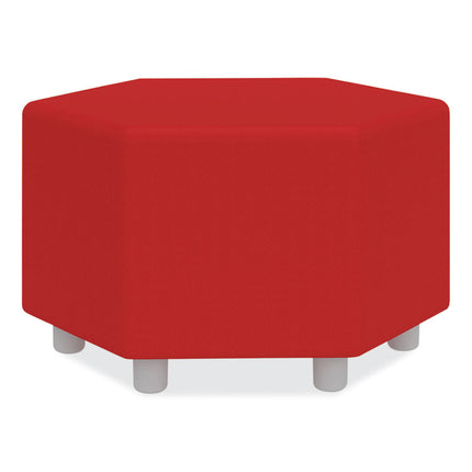 Learn 30" Hexagon Vinyl Ottoman, 30" x 30" x 18", Red