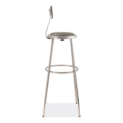 6400 Series Height Adjustable Heavy Duty Padded Stool with Backrest, Supports 300 Up to lb, 32" to 39" Seat Height, Gray