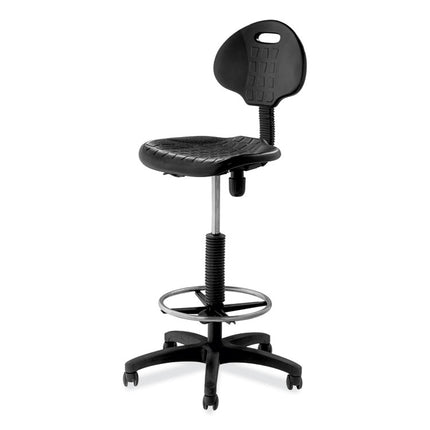 6700 Series Adjustable Height Polyurethane Task Stool, Supports Up to 300 lb, 22" to 32" Seat Height, Black