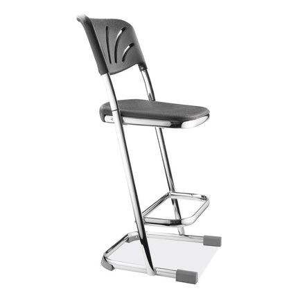 6600 Series Elephant Z-Stool With Backrest, Supports Up to 500 lb, 24" Seat Heightt, Black Seat, Black Back, Chrome Frame