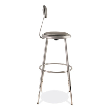 6400 Series Height Adjustable Heavy Duty Padded Stool with Backrest, Supports Up to 300 lb, 25" to 33" Seat Height, Gray