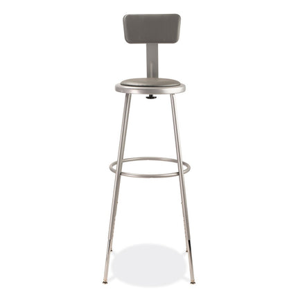 6400 Series Height Adjustable Heavy Duty Padded Stool with Backrest, Supports 300 Up to lb, 32" to 39" Seat Height, Gray