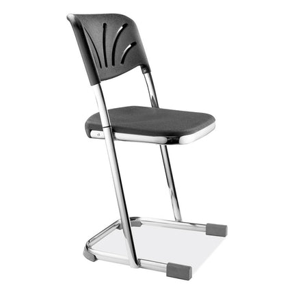 6600 Series Elephant Z-Stool With Backrest, Supports Up to 500 lb, 18" Seat Height, Black Seat, Black Back, Chrome Frame