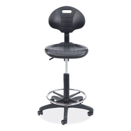 6700 Series Adjustable Height Polyurethane Task Stool, Supports Up to 300 lb, 22" to 32" Seat Height, Black
