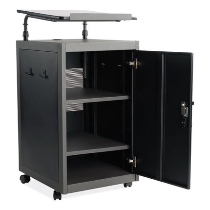 Teacher's WorkPod Lectern, 20 x 24 x 41, Charcoal Slate/Black
