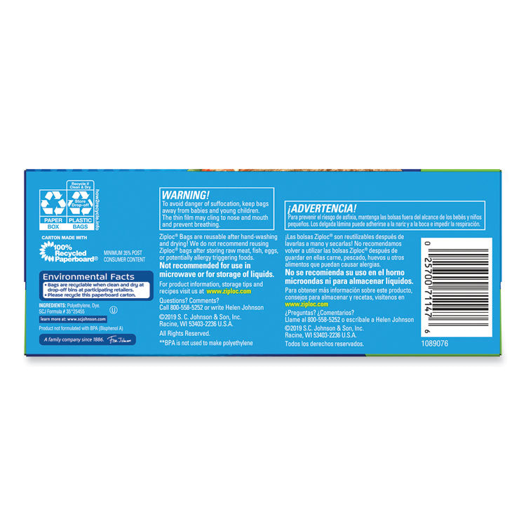 Resealable Sandwich Bags, 6.5" x 5.88", Clear, 90 Bags/Box, 12 Boxes/Carton