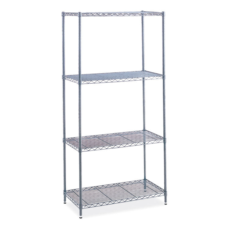 Industrial Wire Shelving, Four-Shelf, 48w x 18d x 72h, Metallic Gray
