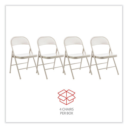 Armless Steel Folding Chair, Supports Up to 275 lb, Taupe Seat, Taupe Back, Taupe Base, 4/Carton