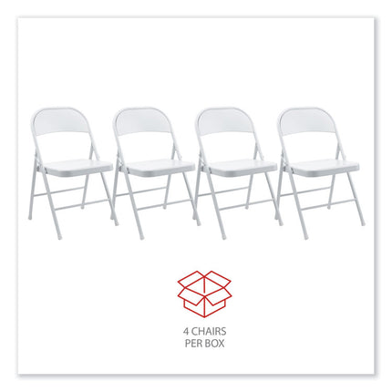 Armless Steel Folding Chair, Supports Up to 275 lb, Gray Seat, Gray Back, Gray Base, 4/Carton