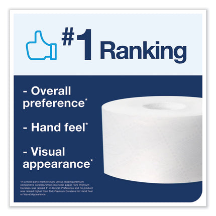 Coreless High Capacity Bath Tissue, 2-Ply, White, 750 Sheets/Roll, White, 12/Carton