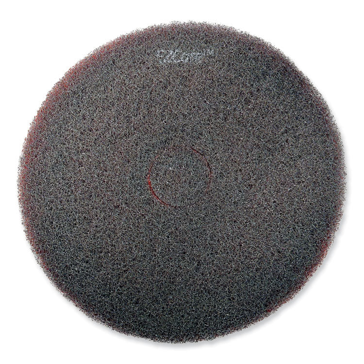 EZ CARE Heavy Duty Scrub Pad, 20" Diameter, Red/Gray, 5/Carton