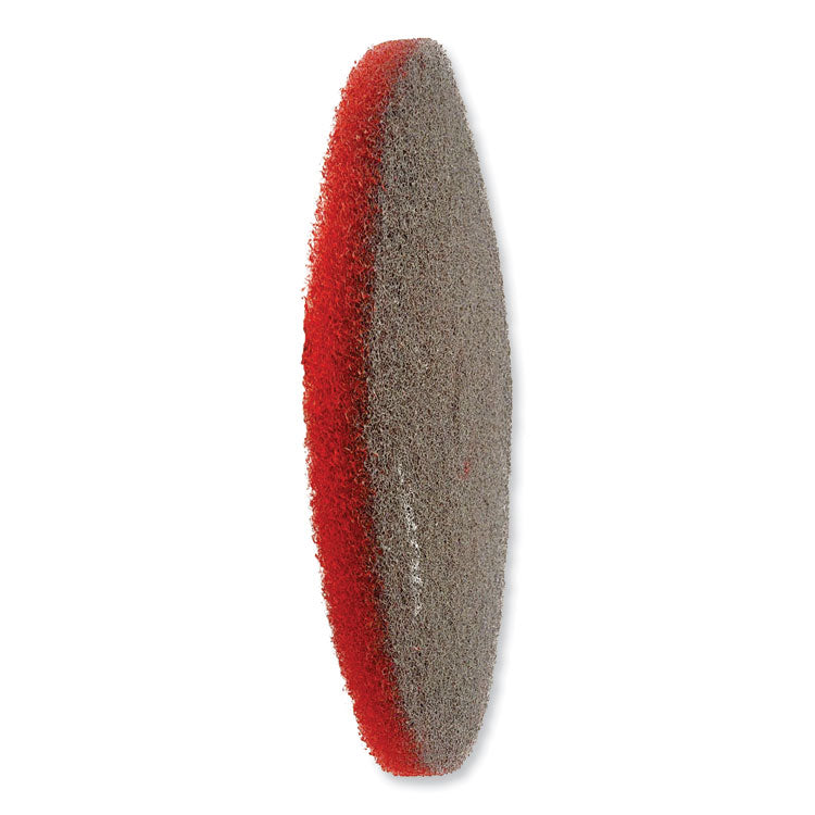 EZ CARE Heavy Duty Scrub Pad, 17" Diameter, Red/Gray, 5/Carton