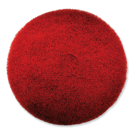 EZ CARE Heavy Duty Scrub Pad, 16" Diameter, Red/Gray, 5/Carton