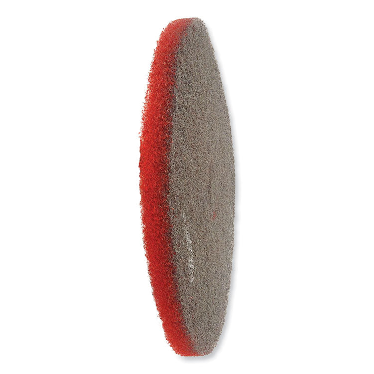 EZ CARE Heavy Duty Scrub Pad, 20" Diameter, Red/Gray, 5/Carton