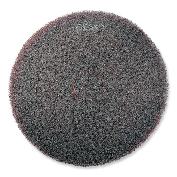 EZ CARE Heavy Duty Scrub Pad, 17" Diameter, Red/Gray, 5/Carton