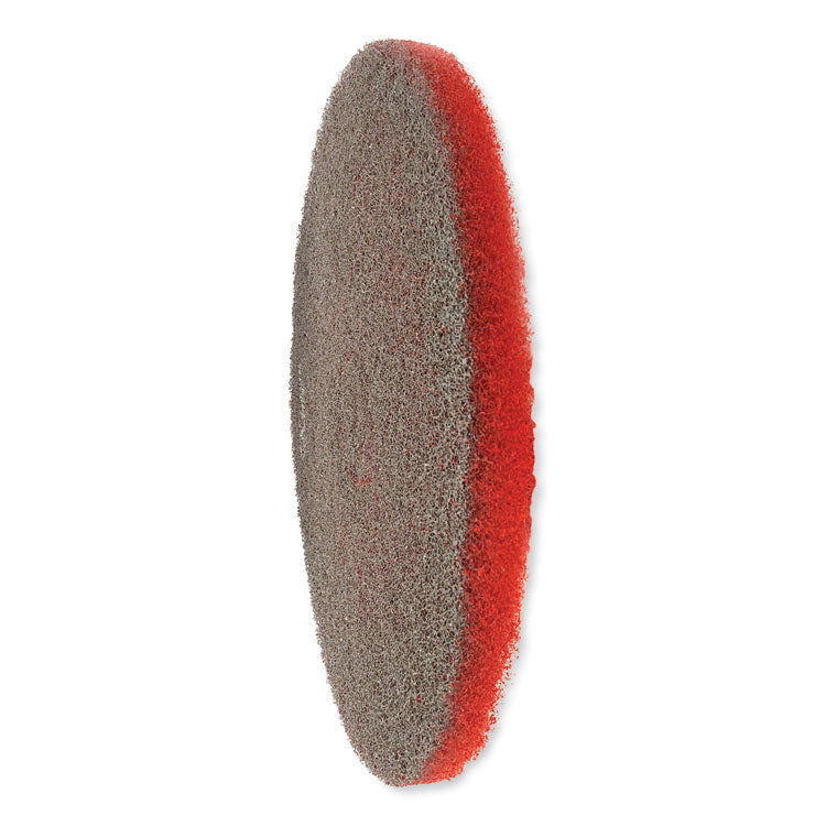 EZ CARE Heavy Duty Scrub Pad, 16" Diameter, Red/Gray, 5/Carton
