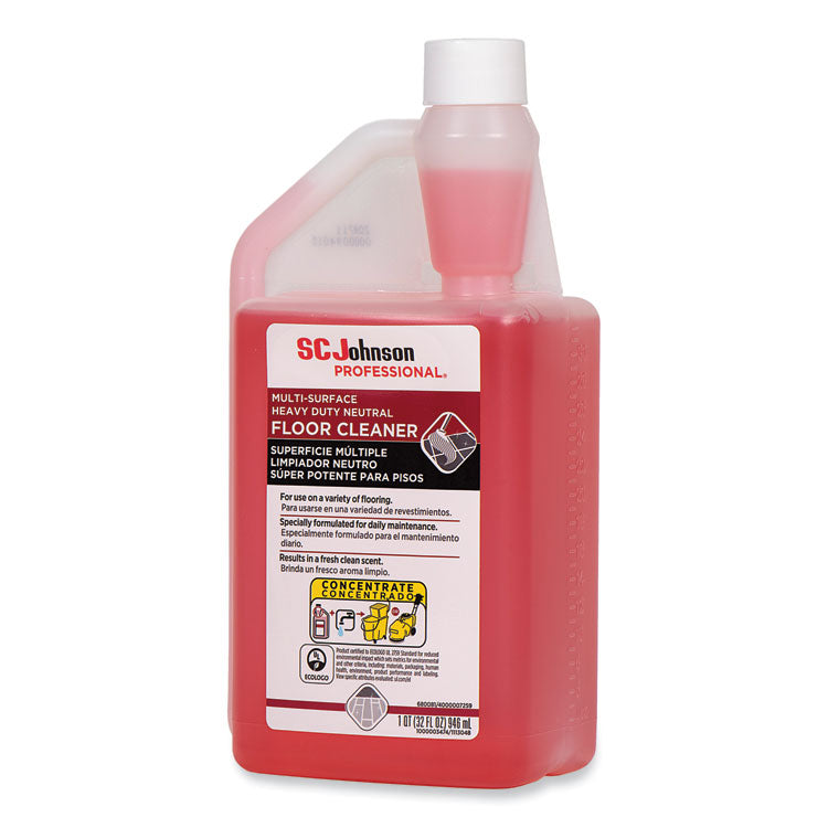 Heavy Duty Neutral Floor Cleaner, Fresh Scent, 32 oz Squeeze and Pour Bottle, 6/Carton