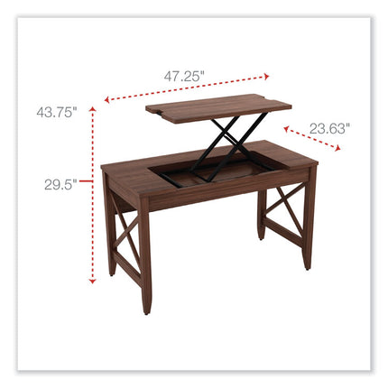 Sit-To-Stand Table Desk, 47.25" X 23.63" X 29.5" To 43.75", Modern Walnut