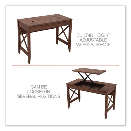Sit-To-Stand Table Desk, 47.25" X 23.63" X 29.5" To 43.75", Modern Walnut