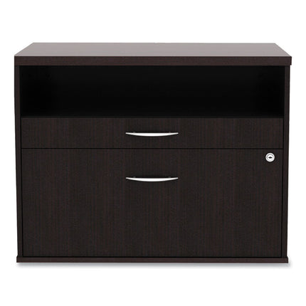 Alera Open Office Desk Series Low File Cabinet Credenza, 2-Drawer: Pencil/file,legal/letter,1 Shelf,espresso,29.5x19.13x22.88