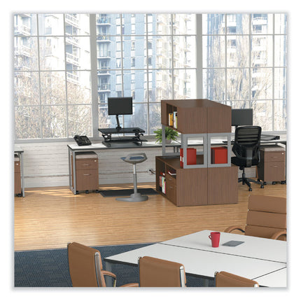 Alera Open Office Desk Series Low File Cabinet Credenza, 2-Drawer: Pencil/file, Legal/letter, 1 Shelf,walnut,29.5x19.13x22.88