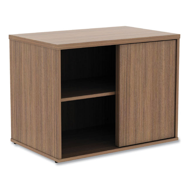 Alera Open Office Desk Series Low Storage Cabinet Credenza, Woodgrain Laminate, 29.5w x 19.13d x 22.78h, Modern Walnut
